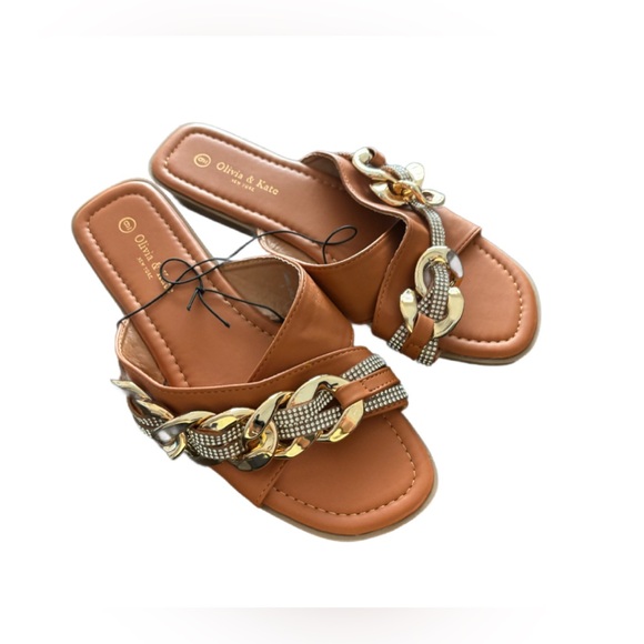 Olivia & Kate Shoes - Olivia & Kate Sandals w/ Gold Design.
